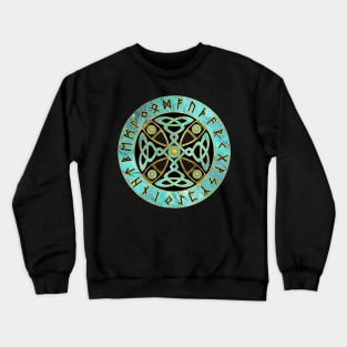 Decorative Celtic Cross  and Runes alphabet Crewneck Sweatshirt